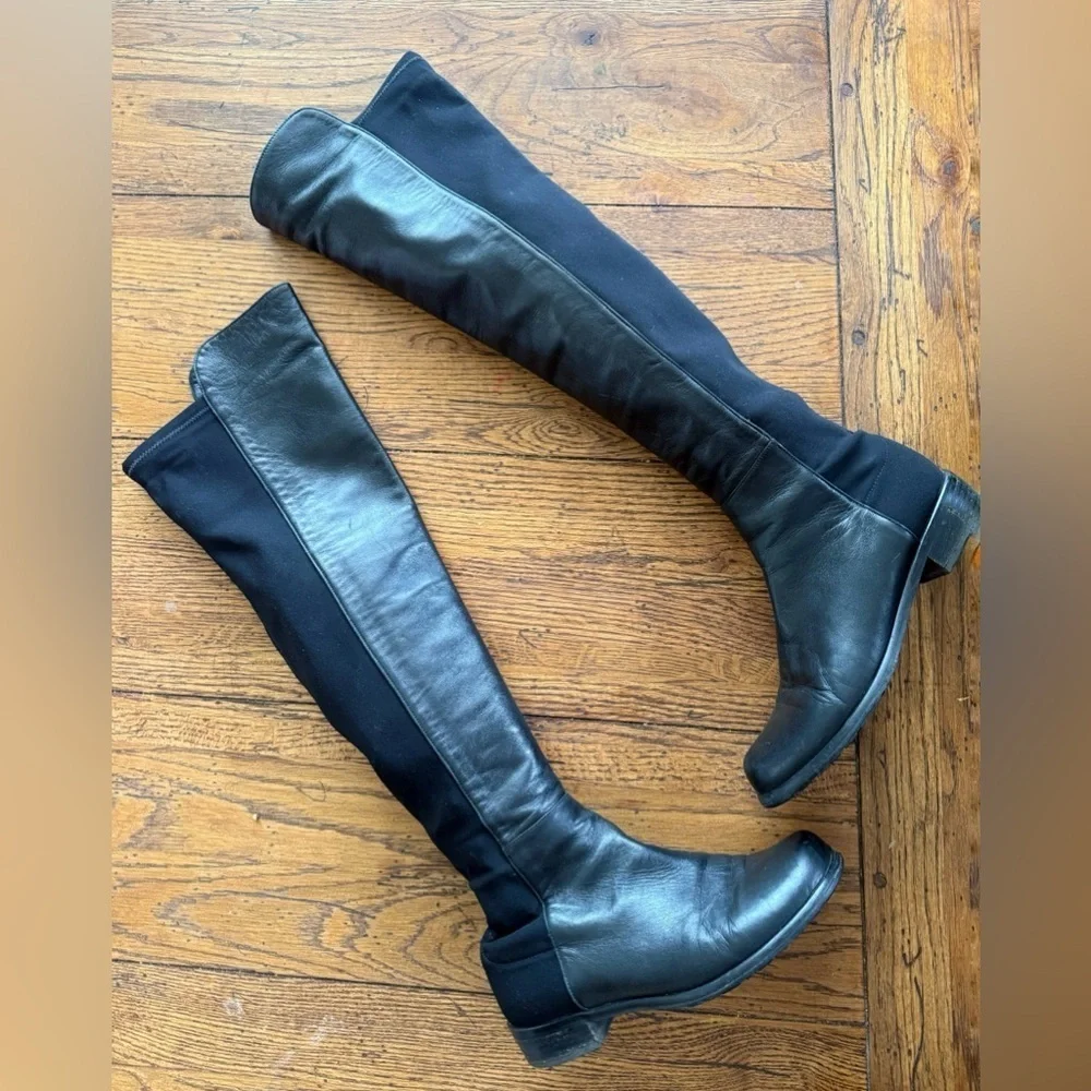 Stuart Weitzman Tall Boot 5050 Black Leather OTK Over-the-Knee Boots Classic